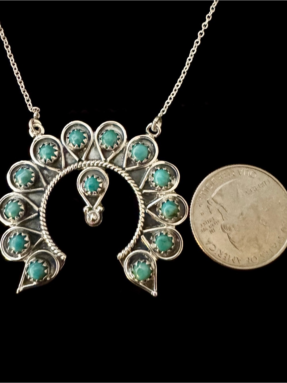 Kingman
Turquoise 925 squash, blossom inspired Necklace - Picture 3 of 6